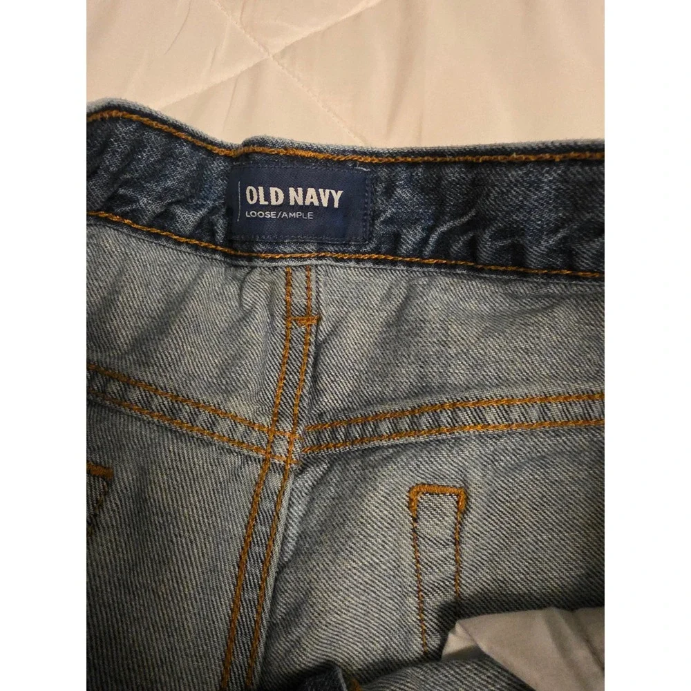 Old Navy Boys Loose Straight Leg Jeans Medium Wash Blue Sz 14 Regular Adjustable